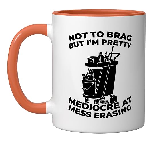 Cleaner Sanitation Housekeeping - Janitorial Cleaner Ceramic Mug, Orange/White