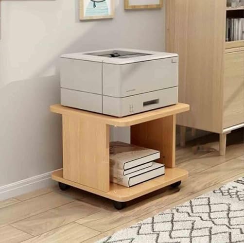 Printer Stand, Wood Printer Table Shelf,2 Tier Mobile Printer Table Shelf, 360° Rolling Printer Stand File Cabinet Organization,for Home Printer Stand O(Size:50x40x30cm(20x16x12inch),Color:apple wood)