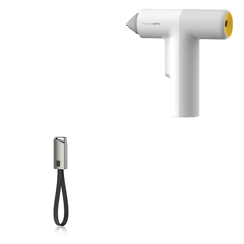 BoxWave Cable Compatible with HOTO EasyFlow Hot Glue Gun - USB Type-C Keychain Charger, Key Ring USB Type-C to Type-A 8 in USB Cable - Jet Black