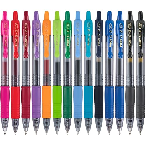 PILOT G2 Premium Gel Pens, Bold Point 1.0mm, Assorted Inks, 14-Pack | Write more, gel pens 1.0 for notes and journaling, quick drying, refillable and retractable rolling ball, assorted inks