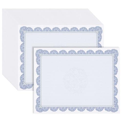 Best Paper Greetings 96 Sheets Diploma Certificate Paper Navy Blue Border | 8.5 x 11 inches Letter Size | Floral Border | 130 GSM Printable Paper for Inkject & Laser Printers |Awards & Graduation