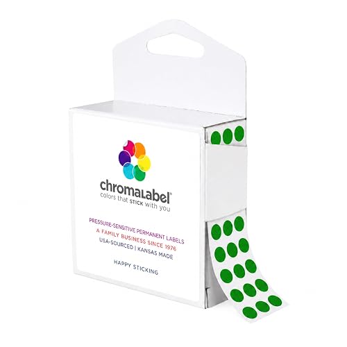 ChromaLabel Dot Stickers, 1/4 Inch Green, 1000/Box | Mini Dot Stickers for Charts, Calendars, Inventory, Classrooms, Offices, and Small-Item Color Coding. Made in USA
