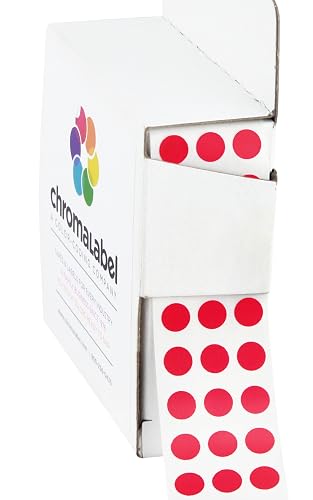 ChromaLabel Red Dot Stickers, 1/4 Inch, 1000/Box | Small Dot Stickers for Color Coding Files, Charts, Inventory, Classrooms, and Offices. Made in USA
