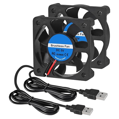 2Pcs 50mm USB Brushless Cooling DC 5V 50mm x 10mm Fan Cooler - 4200 RPM for DIY Cooling Ventilation