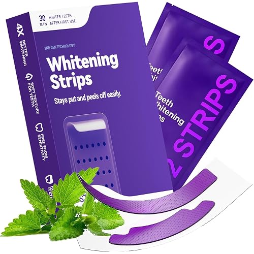Purple Teeth Whitening Strips | 42 Strips 21 Treatments | Enamel Safe | Non Sensitive Teeth Whitening | Whitening Without Any Harm