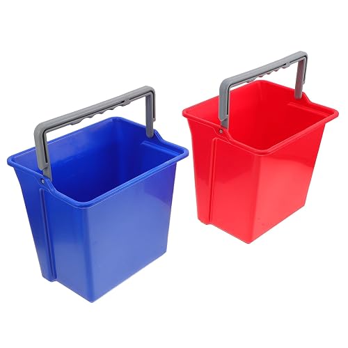 2pcs 6l Plastic Cleaning Bucket with Handle, Red or Blue | Reinforced Sturdy Construction, Keeps Shape, Large Capacity, Suitable for Hospitals, Offices, Sanitation, and Janitorial