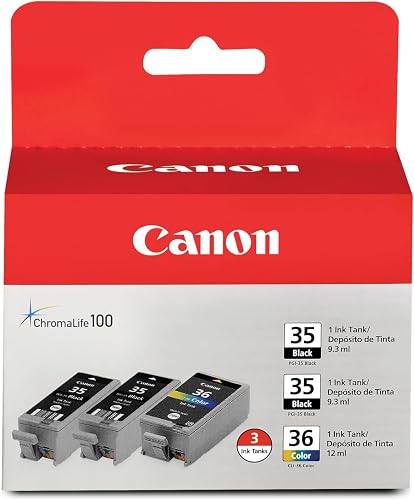 Canon PGI-35/CLI-36 2 Genuine Black and Color Value Pack Compatible to iP100, iP110, TR150 and TR160 Printers (Pack of 12)