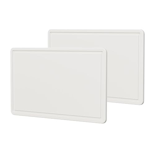 GATBO 2 Pack Commercial Cutting Boards, 16 x 10 x 1/2 Inch Thick, White | Heavy duty plastic boards with juice grooves for meat, fish and food prep; dishwasher safe for easy cleaning