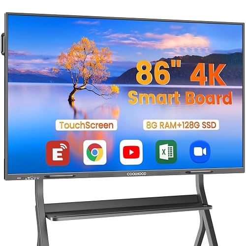 COOLHOOD 86" Smart Board, 4K UHD Touchscreen Interactive Digital Whiteboard Display, Electronic All-in-One Computer for Classroom Office Home Business w/Open App Ecosystem (Board & Wall Mount Only)