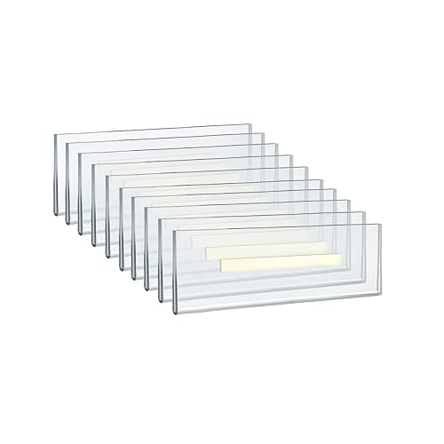 Azar Displays, 122018, Adhesive Clear Acrylic Wall Sign Holder Display, Landscape Frame for Posters, Flyers, Art, Business, School, Nameplates & Doorway Signs, 10 Pack, 8.5" x 2.5"