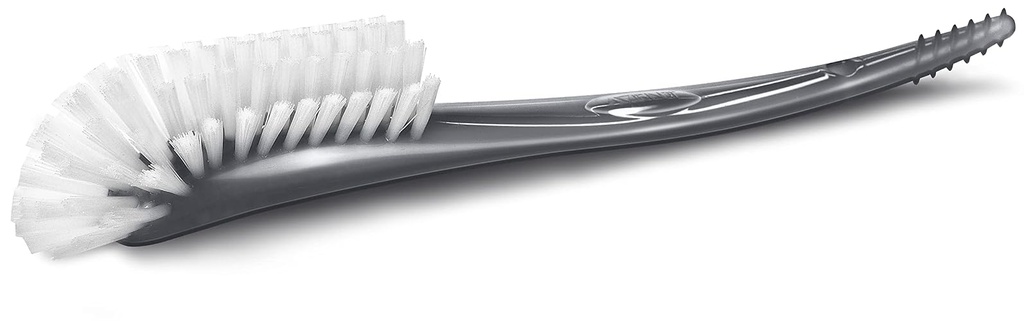Philips Avent Baby Bottle and Nipple Brush, Gray | Curved Brush Head, Molded Nipple Tip, Easy Single-Brush Clean, Dishwasher Safe, Avent Bottle Compatible, Gray, SCF145/18