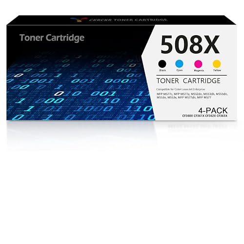 CKRCKR 508X CF360X 42,500 High Page Yield for 4-Pack 508X 508A CF360X CF360A Toner Cartridges Compatible for HP Color LaserJet Enterprise M552dn M553n 553dn 553x Flow MFP M577c 577z MFP M577f 577dn