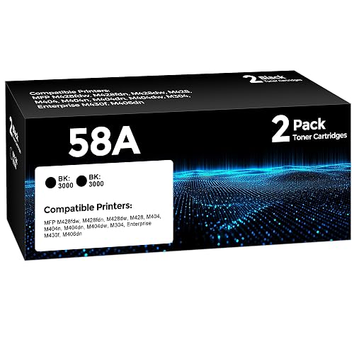 58A Toner Cartridge Black Replacement for HP Laser Jet 58A HP58A CF258A | 2 Pack 58A Black Toner CF258A 58x cf258x Work with Laser Jet Pro M404dw M406dn M404dn M404n MFP M430f M428dw M428fdn Printer