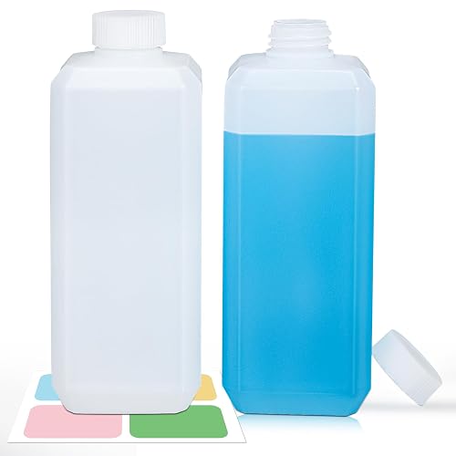 UMETASS 18oz Leak Proof Plastic Bottles with Caps, Laboratory Reagent Bottle, Reusable Small Pill Storage Containers for Travel, Classrooms, Home (2 pack translucent)