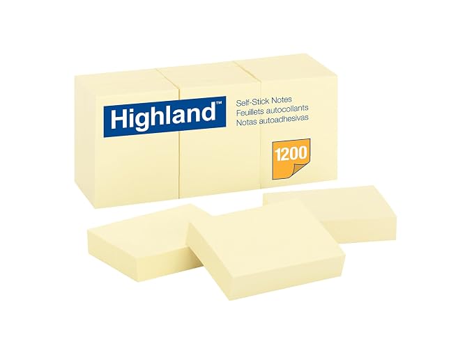Highland Notes, 1.5 in x 2 in, Yellow, 12 Pads/Pack