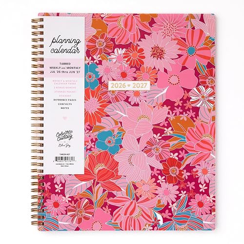 Blue Sky 2026-2027 Weekly & Monthly Academic Planner, 8.5"x11", Bloom Pink | July 2026 - June 2027, Flexible Cover, Wirebound, Laminated Tabs, Storage Pocket, Stickers, Academic Year, Color Me Courtney