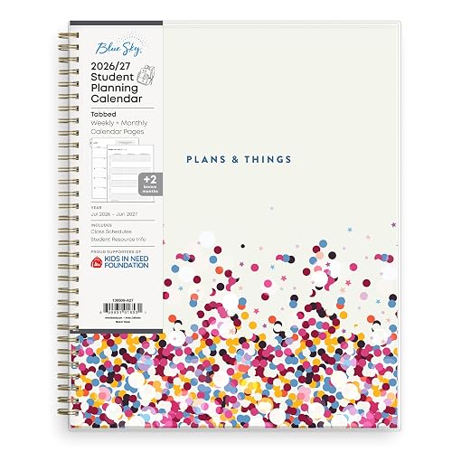 Blue Sky 2026-2027 Weekly & Monthly Academic Planner 8.5"x11" Star Confetti | July 2026 - June 2027, Flexible Cover, Wirebound, Laminated Tabs, Academic Year Student Planner