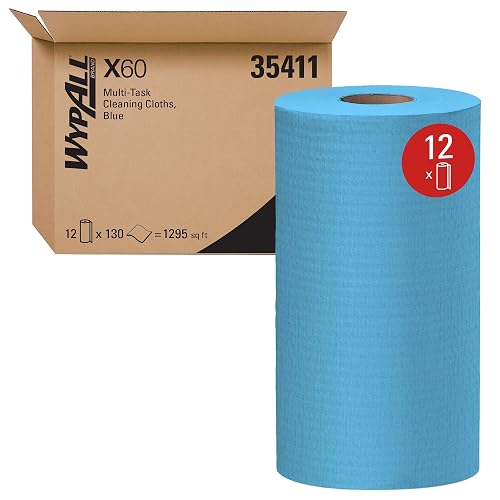 WypAll GeneralClean X60 Multi-Task Cleaning Cloths, 12 x 130 Towels (35411) | Blue Towels, Strong & Light-Weight for General Cleaning Tasks