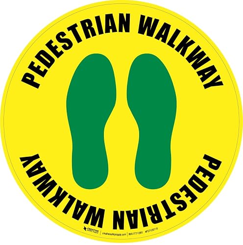 Creative Safety Supply Pedestrian Walkway (Footprints) - Floor Sign 16" x 16" - Permanent