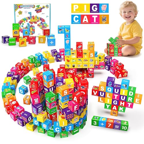 Magnetic Blocks for Toddlers 1-3, 1.4 inch Large Montessori Building Blocks | Number ABC Learning Toys for 1 2 3 4+ Year Old Gifts, 36pcs Sensory Magnet Cubes, Preschool Educational Sorting Stacking Toys