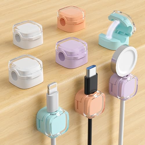 COOCAT Magnetic Cable Clips, Cute Desk Charger Cord Holder | Under Desk Cable Management, Strong Adhesive Wire Organizer Keeper for Nightstand Desktop Workspace Home Office