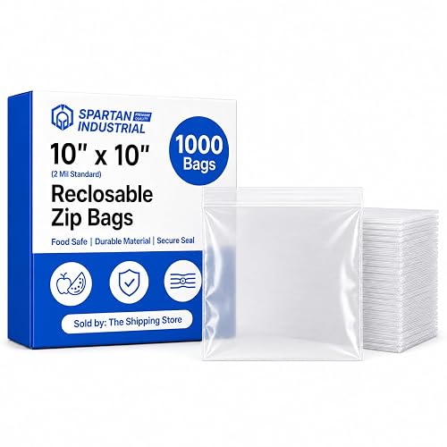 10” X 10” (1000 Count) 2 Mil Clear Reclosable Zip Plastic Poly Bags | with Resealable Lock Seal Zipper - Spartan Industrial