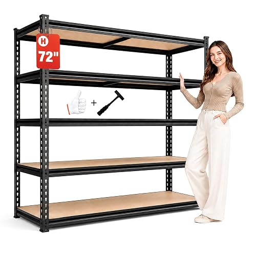GH 5-Tier Garage Shelving, Heavy Duty Storage Shelves, 36x16x72, 2500 lbs | Adjustable Metal Shelving Unit, Garage Storage Rack for Basement, Pantry, Kitchen, Warehouse, Utility Room