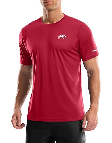 Men's UPF 50+ Sun Protection Swim Shirts Rash Guard Dry Fit Workout Tshirts | Moisture Wicking, Quick Dry, 4-Way Stretch, Reflective Safety Short Sleeve Great for Hot Weather, Athletic, Beach, Hiking