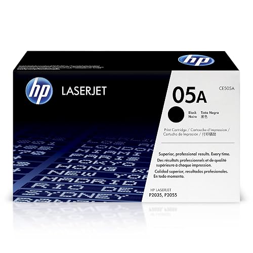HP 05A Black Toner Cartridge | Works LaserJet P2035, P2055 Series | CE505A | Monochrome laser printing with 2,300 page yield and HP P2035 and P2055 series compatibility