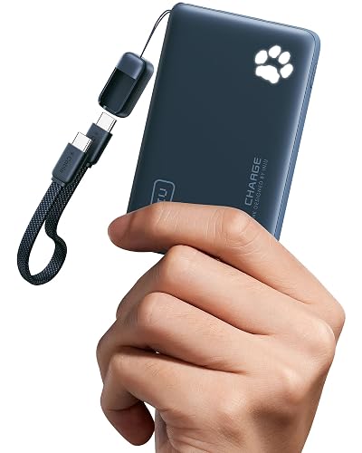 INIU 10000mAh 45W Fast Charging Portable Charger, Smaller Travel Power Bank | Flight-Safe, Detachable USB C Cable, Travel Essential, External Battery Phone Pack for iPhone 18 17 Samsung iPad etc, Blue