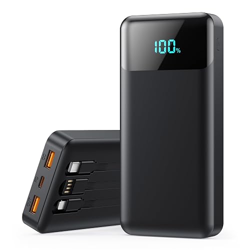 Portable Charger Power Bank 40800mAh with 3 Built-in Cables,25W Fast Phone Charging Portable Battery Pack,5 Outputs Travel Essentials Outdoor External Battery for iPhone 18 Pro Max/17/16,Galaxy-Black