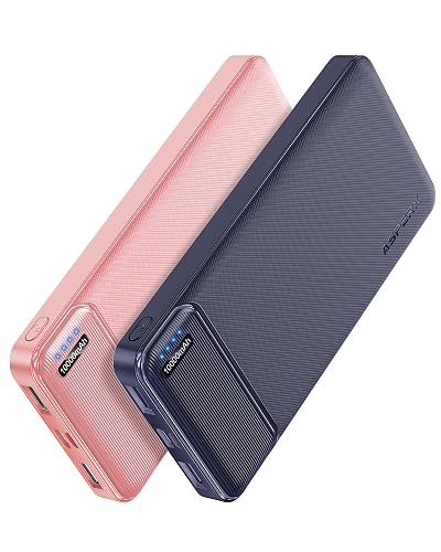 AsperX 2-Pack 10000mAh Slim Portable Charger, USB C Battery Pack Power Bank | in&Out Fast Charging Battery Bank, Compatible with iPhone Samsung Tablet and Heated Vest
