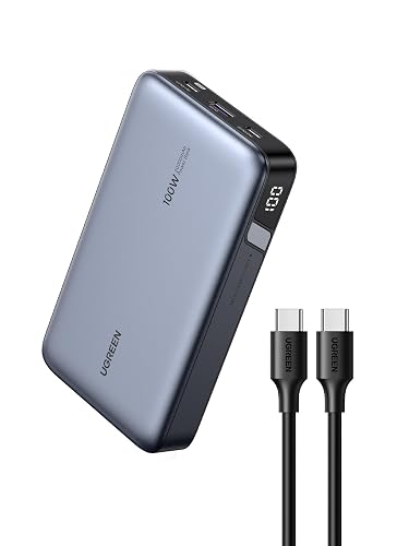 UGREEN Nexode 100W 20000mAh Power Bank, PD Fast for MacBook | Digital display, PD 3.0, 3-port fast charging. Charges iPhone 60% in 30min. Compatible with iPhone 18 Pro