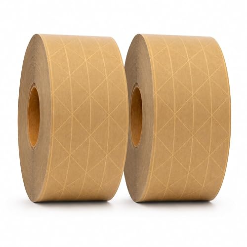 GGR Supplies Water-Activated Reinforced Tape, 3 Inch x 375 Feet, 2-Pack | Kraft Paper Gummed Tape; Tamper-Evident Carton Sealing; Shipping, Moving, Fulfillment, Warehouse and Packaging Applications