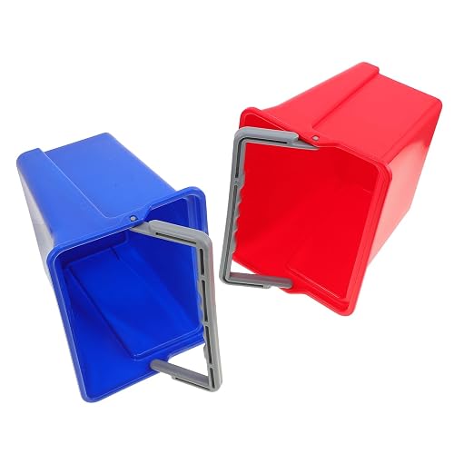 2pcs 6L Plastic Cleaning Bucket with Handle for Commercial Custodial Carts | Red and Blue Color Coding, Reinforced Construction, Spill Prevention, Supports Hospital Hotel Sanitation Service