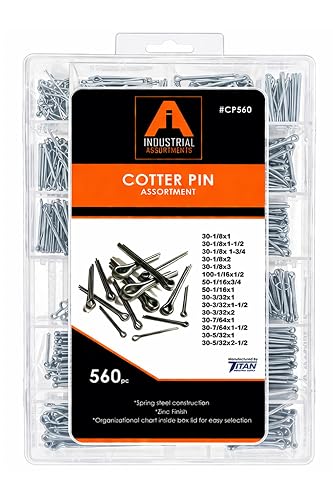 Titan Industrial Supply-560-Piece Cotter Pin Assortment Kit – Zinc Plated Spring Steel Cotter Pins with Storage Case