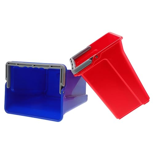 2pcs 6L Plastic Janitorial Bucket with Handle, Square Hotel Cleaning Pail | Reinforced Sturdy Build Resists Deformation, Keeps Shape, Color Coded Red or Blue, for Hospitals