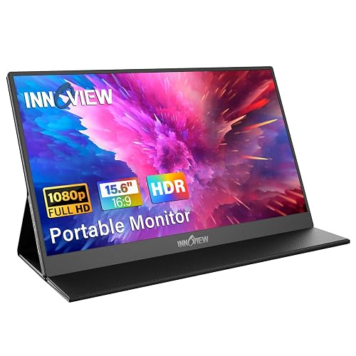 InnoView Portable Monitor, 15.6 Inch FHD 1080P HDMI USB C Second External Monitor for Laptop, Desktop, MacBook, Phones, Tablet, PS5/4, Xbox, Switch, Built-in Speaker with Protective Case