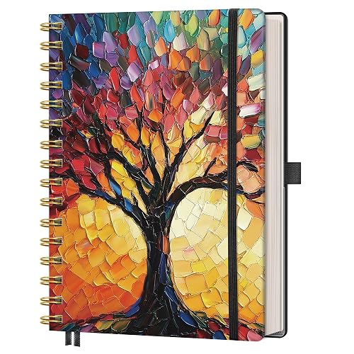 AHGXG Spiral Journal Notebook, 160 Lined Pages, A5 Size (5.7'' x 8.3'') | for Men & Women, Journaling, Writing, Work & Office, Hardcover, 100 GSM Thick Paper (Colourful Tree)