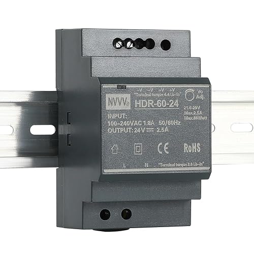 HDR-60-24 Ultra Slim Step-Shape 3SU DIN Rail Power Supply, 24Volt 2.5Amp 60Watt