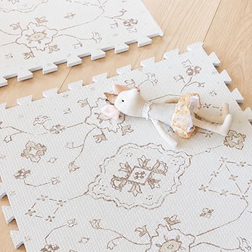 Lillefolk Baby Play Mat for Floor – 6x6ft Vintage |PFAS Free Non Toxic Premium EVA Foam Tiles for Tummy Time, Crawling & Playpen – No Loose Edges Interlocking Mat for Babies & Toddlers (9 Tiles)