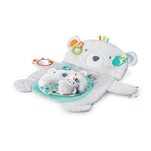 Bright Starts Tummy Time Prop & Play Baby Activity Mat with Support Pillow & Taggies - Polar Bear 35 x 29.5 in., Newborn and up