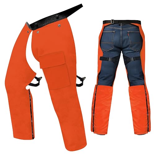 FORESTER Protective Trimmer Safety Chaps, Orange, Large (One Size Fits Most) *Not for Use with Chainsaws*