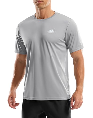 Men's UPF 50+ Sun Protection Swim Shirts Rash Guard Dry Fit Workout Tshirts | Moisture Wicking, Quick Dry, 4-Way Stretch, Reflective Safety Short Sleeve Great for Hot Weather, Athletic, Beach, Hiking