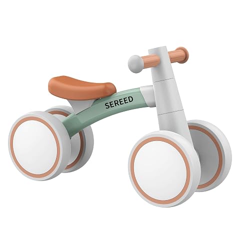SEREED Baby Balance Bike for 1 Year Old Boy Girl, First Birthday Gift Toy | 12-24 Months Toddler Bike, First Learning Ride on Toys, 4 Silent Wheels Indoor Outdoor Baby Walker, Green