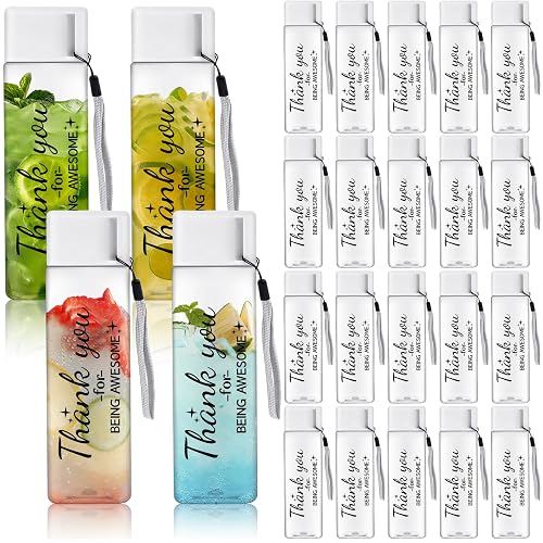 KisSealed 24 Pcs Thank You Water Bottles Bulk, 17 oz Plastic Water Bottle | Employee Appreciation Gifts Reusable Inspirational Cup for Staff Coworker Teacher Team