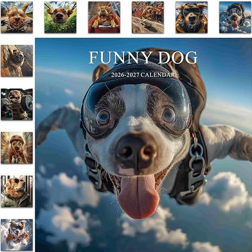 Gannyfer Wall Calendar 2026-2027, 18 Months Funny Dog Calendar 2026-2027, July 2026 to Dec 2027, Large Wall Calendar 2026, 12" x 24" Opened, Perfect as Gifts for Friends, Family (3 Stickers Included)