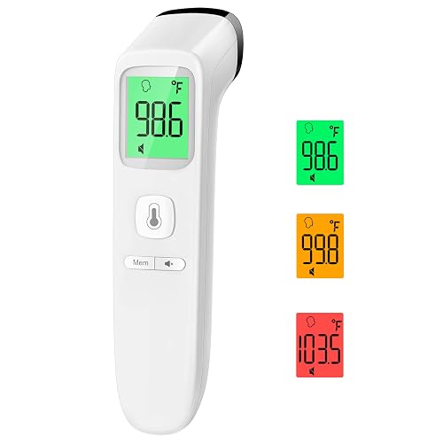 No-Touch Thermometer for Adults and Kids, Accurate Digital Baby Thermometer | 1s Fast Reading, Fever Alarm, Silent Mode, 35-Reading Memory, Forehead & Object Mode, AAA Battery Included, for Home & Clinic