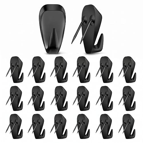 LEIFIDE 20pcs Cubicle Hooks Clips, 40 Lbs Picture Hangers, Black | For Fabric Panel Walls, Push-pin Clip Design, Holds Pictures Supplies in Office Home Kitchen, No Damage Cubicle Hanging