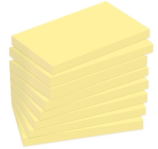 12 Pads Large Sticky Notes Yellow,3 x 5'' Self-Stick Notes Pads Recyclable,100 Sheets/Pad Super Sticking Power 76x127mm,1200 Sheets Clean Removal Sticky Notes Easy to Post for Note Taking,to Do Lists